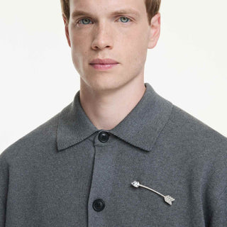 Idyllia brooch, Mixed cuts, Arrow, White, Rhodium plated