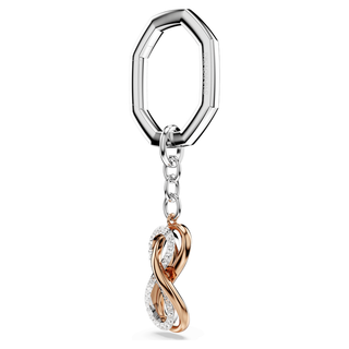 Key ring, Infinity, White, Mixed metal finish