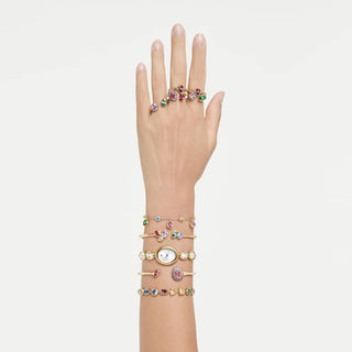 Imber bangle, Mixed cuts, Multicolored, 18K gold finish