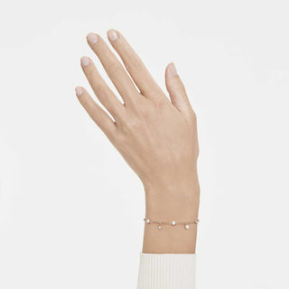 Imber bracelet, Crystal pearl, Round cut, White, 18K rose gold finish