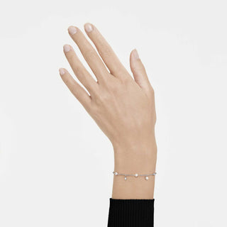 Imber bracelet, Crystal pearl, Round cut, White, Rhodium plated