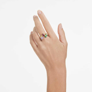 Imber cocktail ring, Set (2), Mixed cuts, Multicolored, 18K gold finish