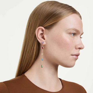 Imber drop earrings, Mixed cuts, Multicolored, 18K gold finish