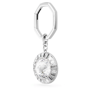 Key ring, Round cut, White, Rhodium plated