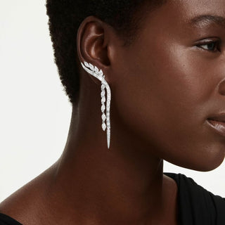 Mesmera earrings, Mixed cuts, White, Rhodium plated