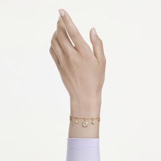 Magic bracelet, Mixed cuts, Snowflake, White, 18K gold finish