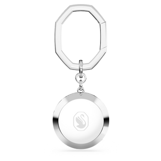 Key ring, Round cut, White, Rhodium plated