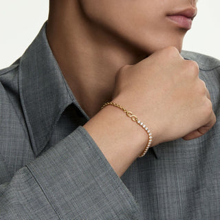 Matrix bracelet, Round cut, White, 18K gold finish