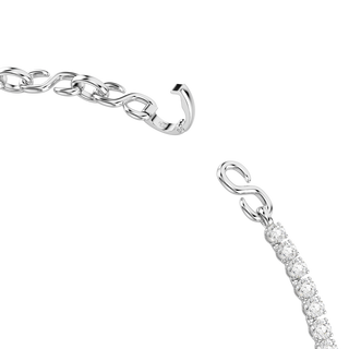 Matrix necklace, S-shape, Round cut, White, Rhodium plated