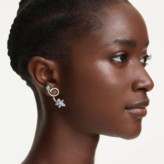 Ariana Grande x Swarovski drop earrings with ear jacket
Mixed cuts, Dragonfly, Flower, Multicolored, Rhodium plated