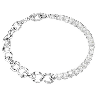 Matrix bracelet, Round cut, White, Rhodium plated