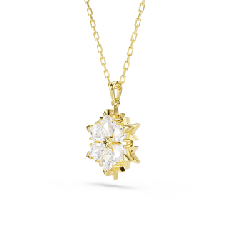 Magic pendant, Mixed cuts, Snowflake, White, 18K gold finish