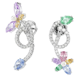 Ariana Grande x Swarovski drop earrings with ear jacket
Mixed cuts, Dragonfly, Flower, Multicolored, Rhodium plated
