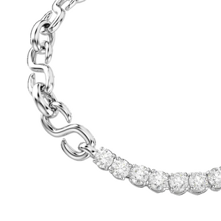 Matrix bracelet, Round cut, White, Rhodium plated