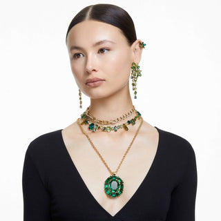 Gema necklace
Mixed cuts, Green, Gold-tone plated