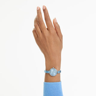 Matrix bangle watch, Swiss Made, Crystal bracelet, Blue, Stainless steel