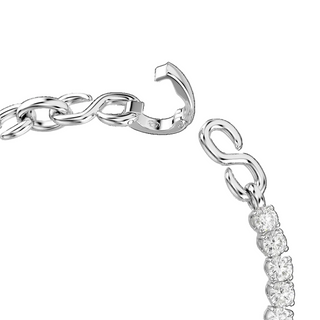 Matrix bracelet, Round cut, White, Rhodium plated