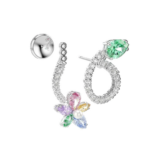 Ariana Grande x Swarovski drop earrings with ear jacket
Mixed cuts, Dragonfly, Flower, Multicolored, Rhodium plated