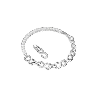 Matrix bracelet, Round cut, White, Rhodium plated