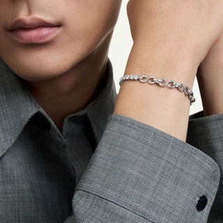 Matrix bracelet, Round cut, White, Rhodium plated