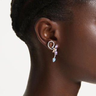 Ariana Grande x Swarovski drop earrings with ear jacket
Mixed cuts, Dragonfly, Flower, Multicolored, Rhodium plated