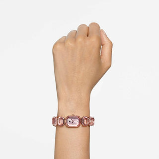 Watch, Octagon cut bracelet, Pink, Rose gold-tone finish