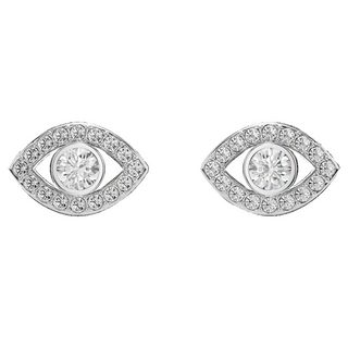 Luckily stud earrings
Round cut, Pavé, Eye, White, Rhodium plated