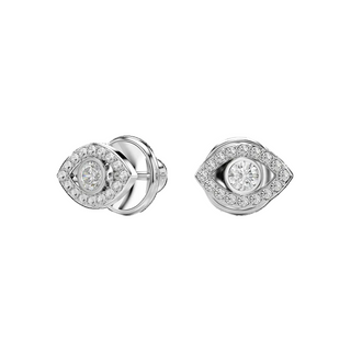 Luckily stud earrings
Round cut, Pavé, Eye, White, Rhodium plated