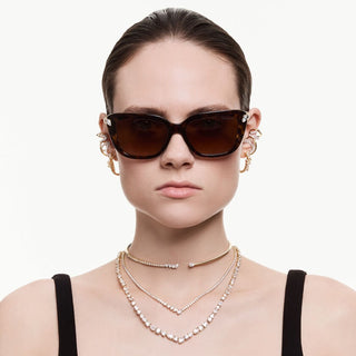 Mesmera choker, Mixed cuts, White, 18K gold finish