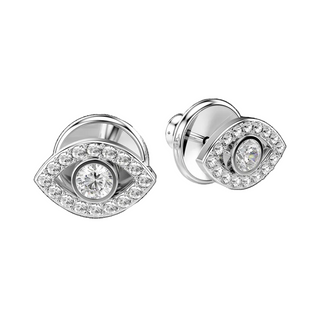 Luckily stud earrings
Round cut, Pavé, Eye, White, Rhodium plated