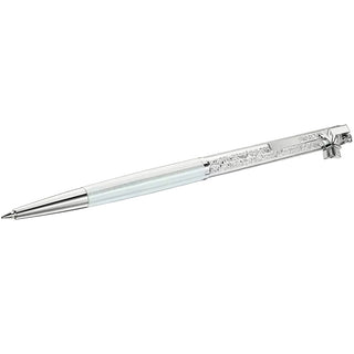 Crystalline ballpoint pen, White lacquered, Chrome plated