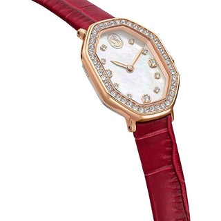 Dextera octagon watch
Swiss Made, Leather strap, Red, Rose gold-tone finish