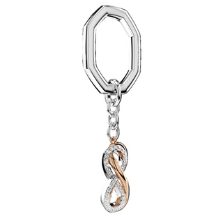 Key ring, Infinity, White, Mixed metal finish