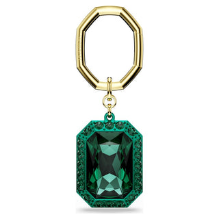 Key ring, Octagon cut, Green, Mixed metal finish