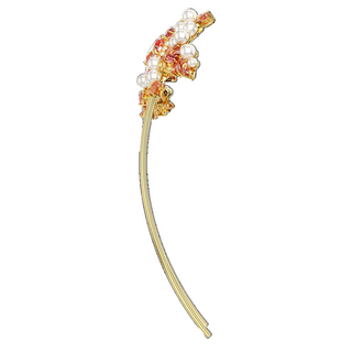 Gema hair clip, Crystal pearl, Mixed cuts, Flower, Pink, Gold-tone plated