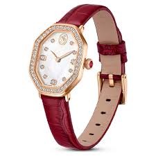 Dextera octagon watch
Swiss Made, Leather strap, Red, Rose gold-tone finish