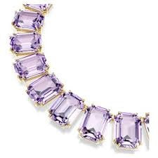 Millenia Tennis Necklace, Octagon cut, Purple, Gold-tone plated