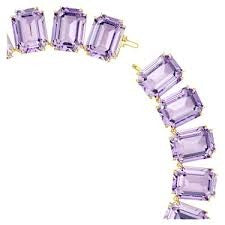 Millenia Tennis Necklace, Octagon cut, Purple, Gold-tone plated
