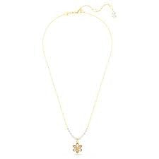 Idyllia pendant Crystal pearl, Mixed cuts, Flower, Multicolored, Gold-tone plated