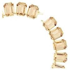 Millenia Tennis necklace, Oversized crystals, Octagon cut, Caramel, Gold-tone plated