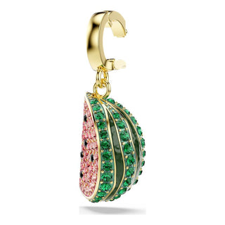 Idyllia charm, Mixed cuts, Watermelon, Multicolored, Gold-tone plated