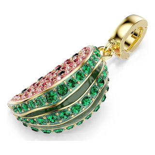 Idyllia charm, Mixed cuts, Watermelon, Multicolored, Gold-tone plated