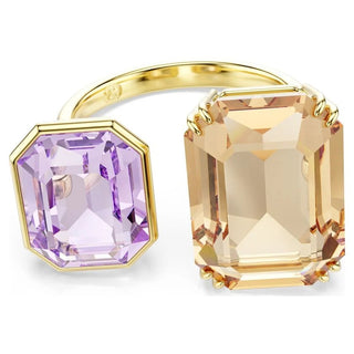 Millenia open ring, Octagon cut, Multicolored, Gold-tone plated