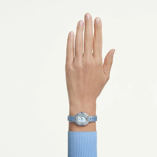 Matrix octagon watch, Baguette cut, Metal bracelet, Blue, Stainless steel