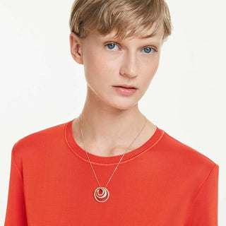 Hyperbola necklace, Round cut, White, Gold-tone plated