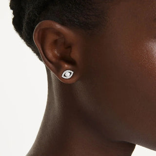 Luckily stud earrings
Round cut, Pavé, Eye, White, Rhodium plated