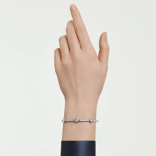 Chroma bangle, Mixed cuts, Star, White, Rhodium plated