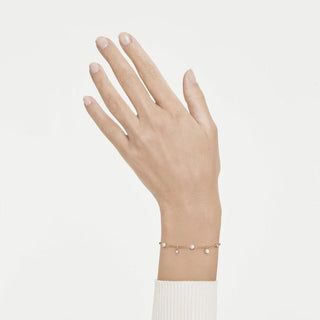 Imber bracelet, Crystal pearl, Round cut, White, 18K rose gold finish