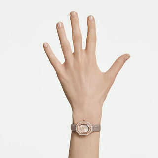 Matrix octagon watch, Leather strap, Beige, Rose gold-tone finish