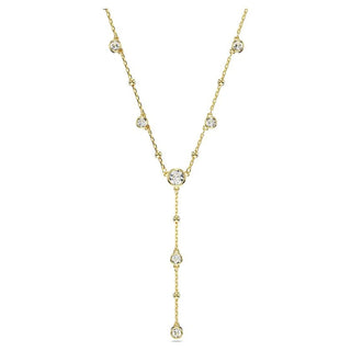 Imber Y necklace
Round cut, Scattered design, White, Gold-tone plated